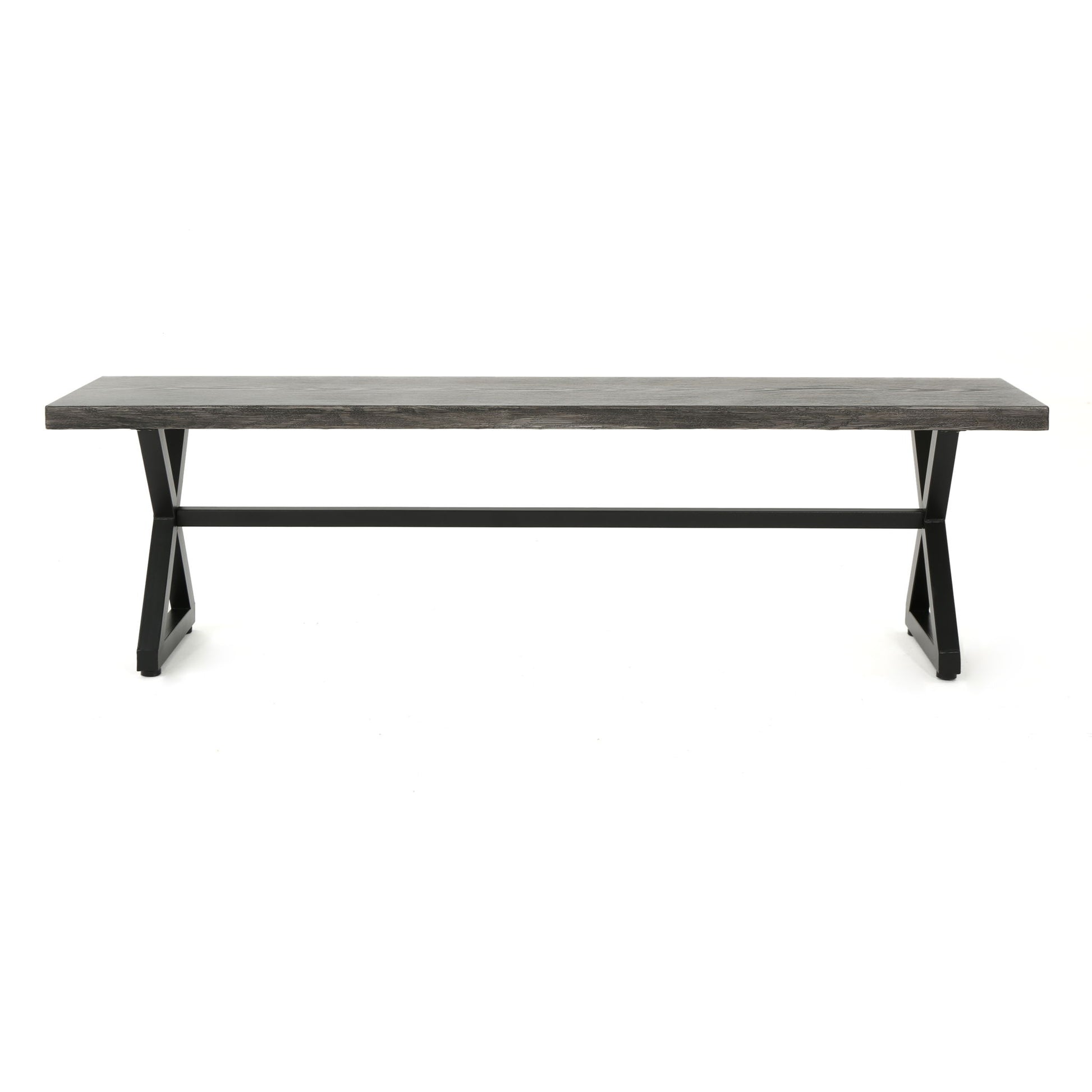 Modern Aluminum Outdoor Dining Bench With X Base