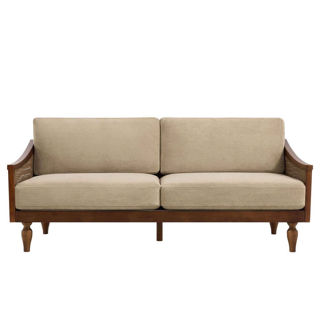 3 Seater Sofa With Rattan Armrests