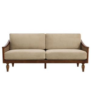 3 Seater Sofa With Rattan Armrests