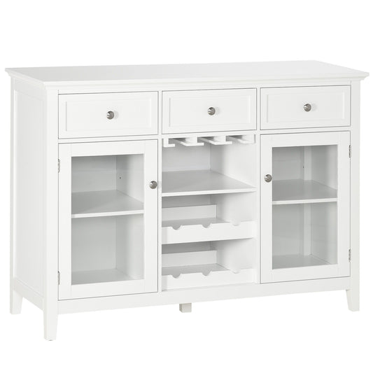 Gewnee - American Sideboard Buffet With 3 Drawers And Wine Racks - White