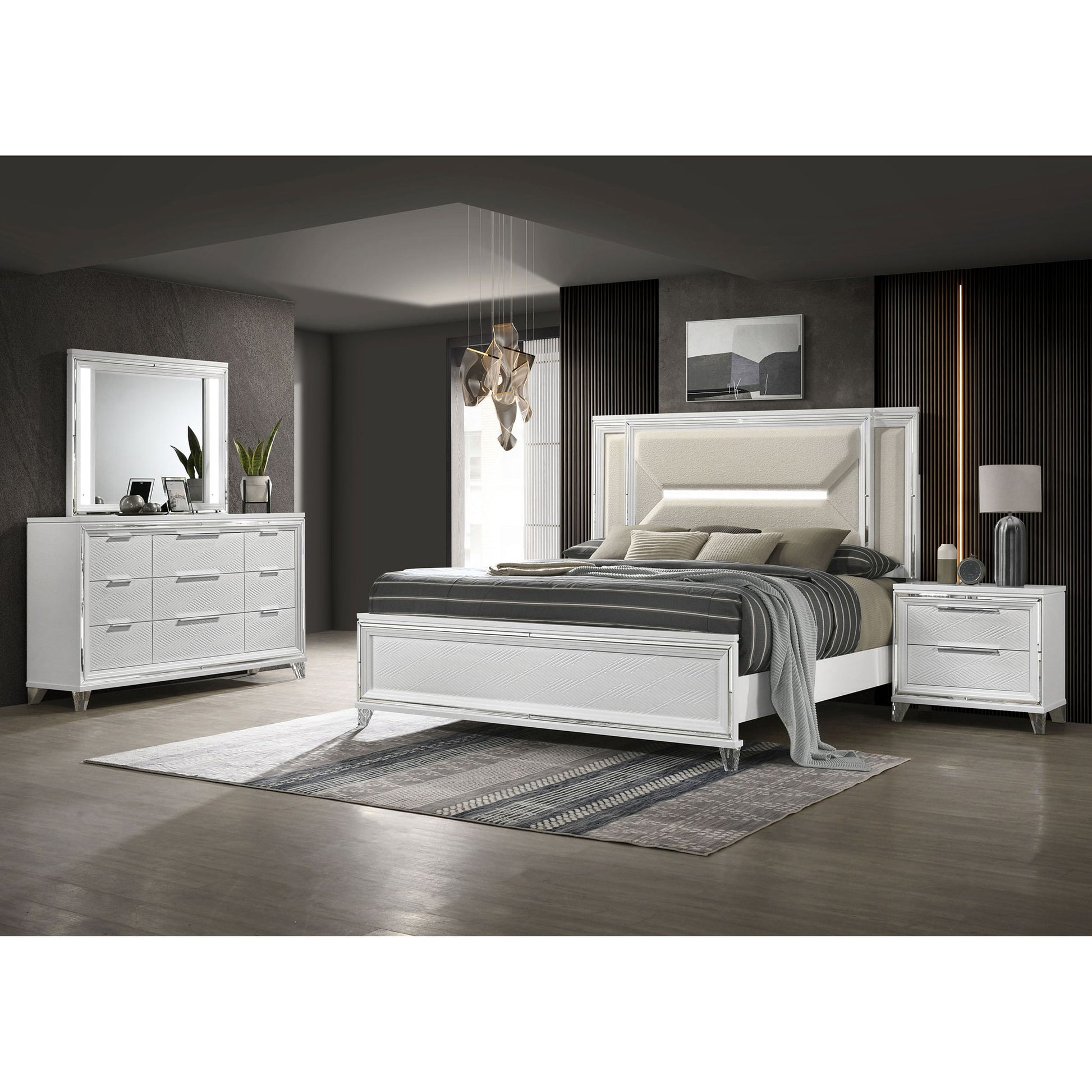 Modern Bedroom Set With LED Lighting