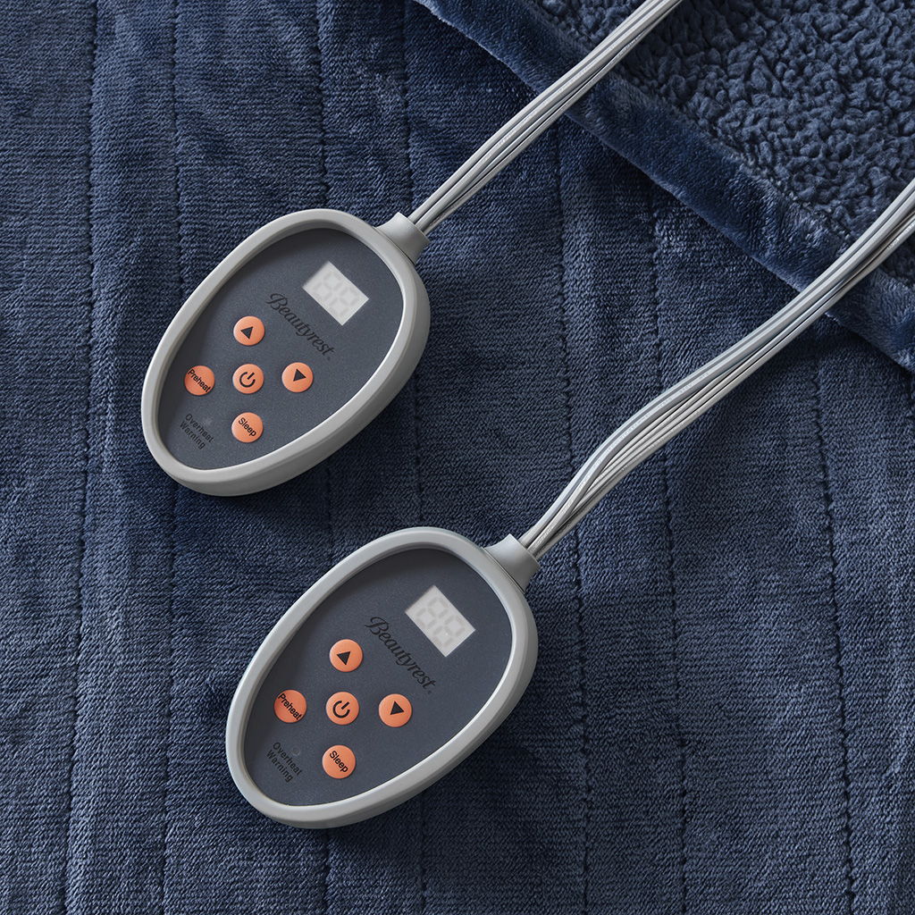 Heated Microlight to Berber - Twin Blanket - Indigo