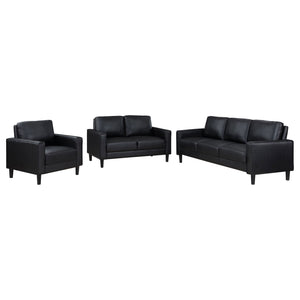 Weld 3 Piece Upholstered Track Arm Sofa Set - Black
