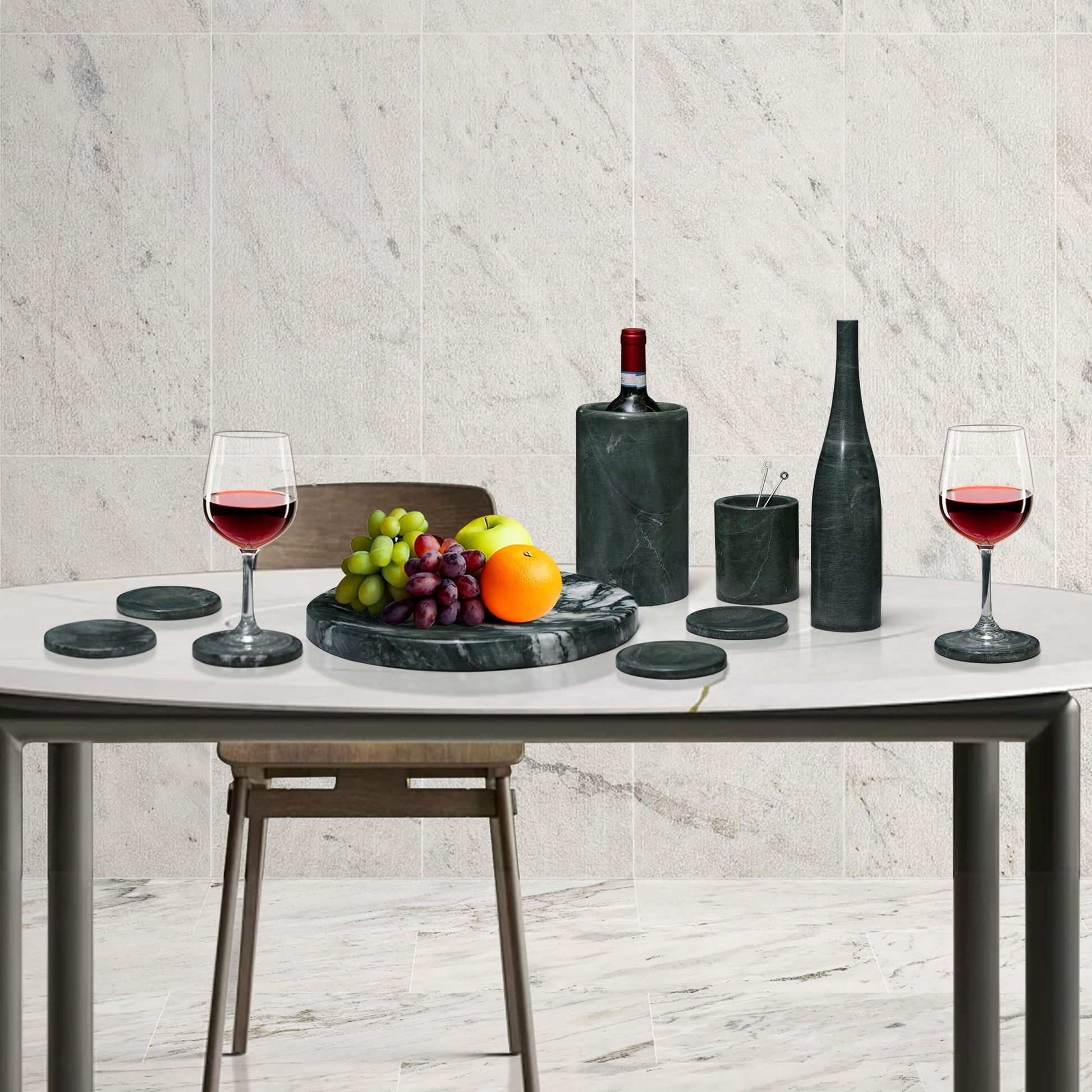 10 Pieces Luxury Natural Marble Dining Room Accessories Set