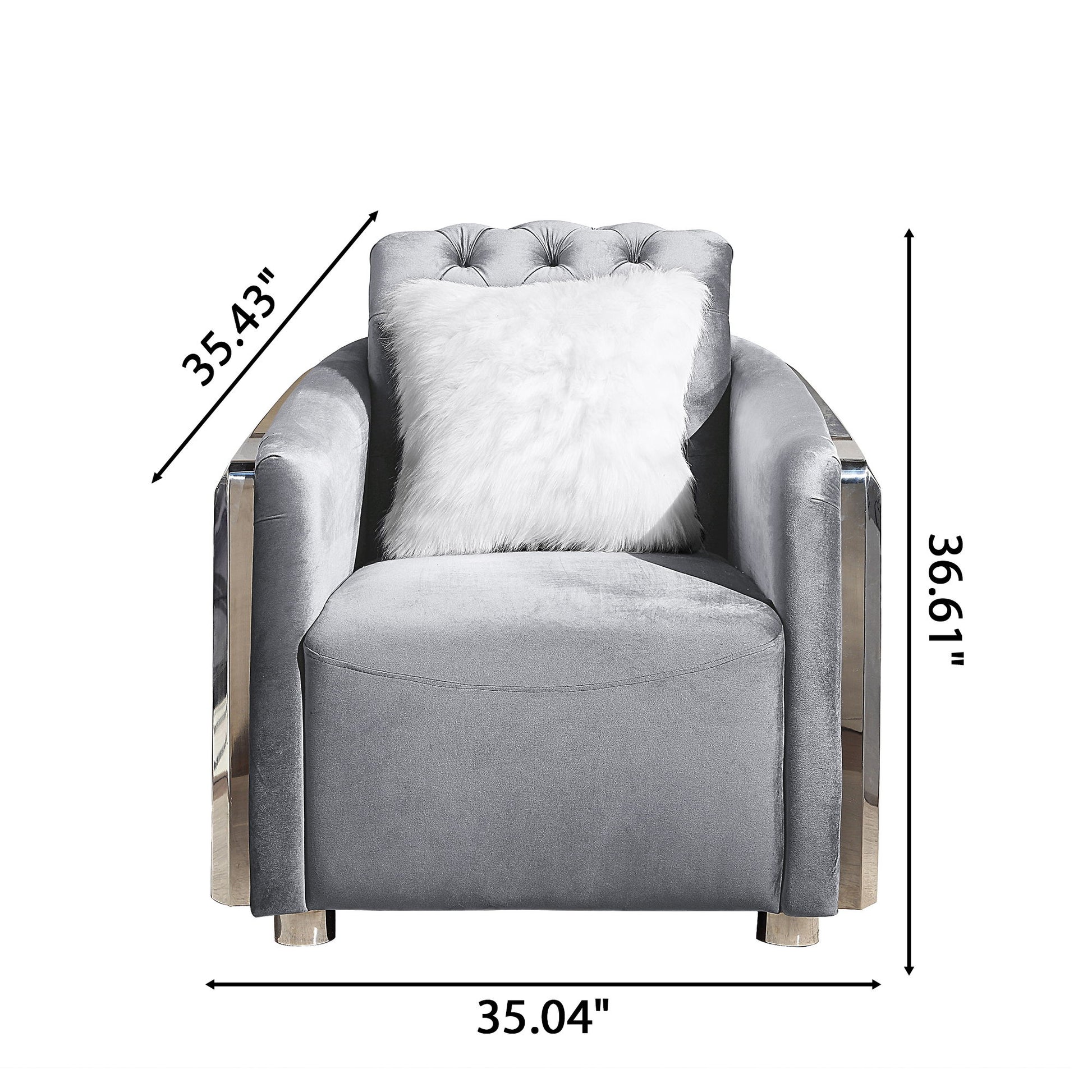Accent Chair With Button Tufted Diamond Grid & 1 Pillow For Living Room