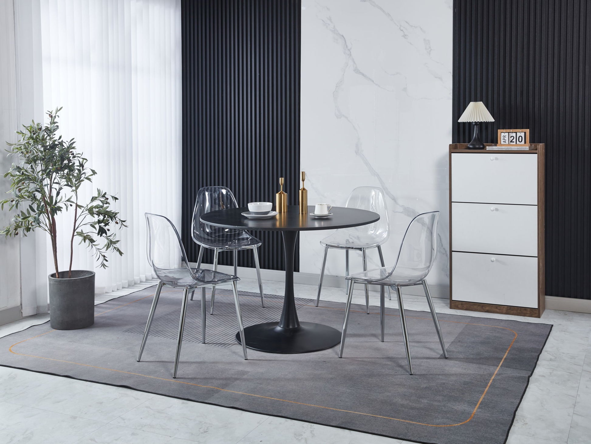 Transparent Plastic Seat Dining Chair (Set of 4)