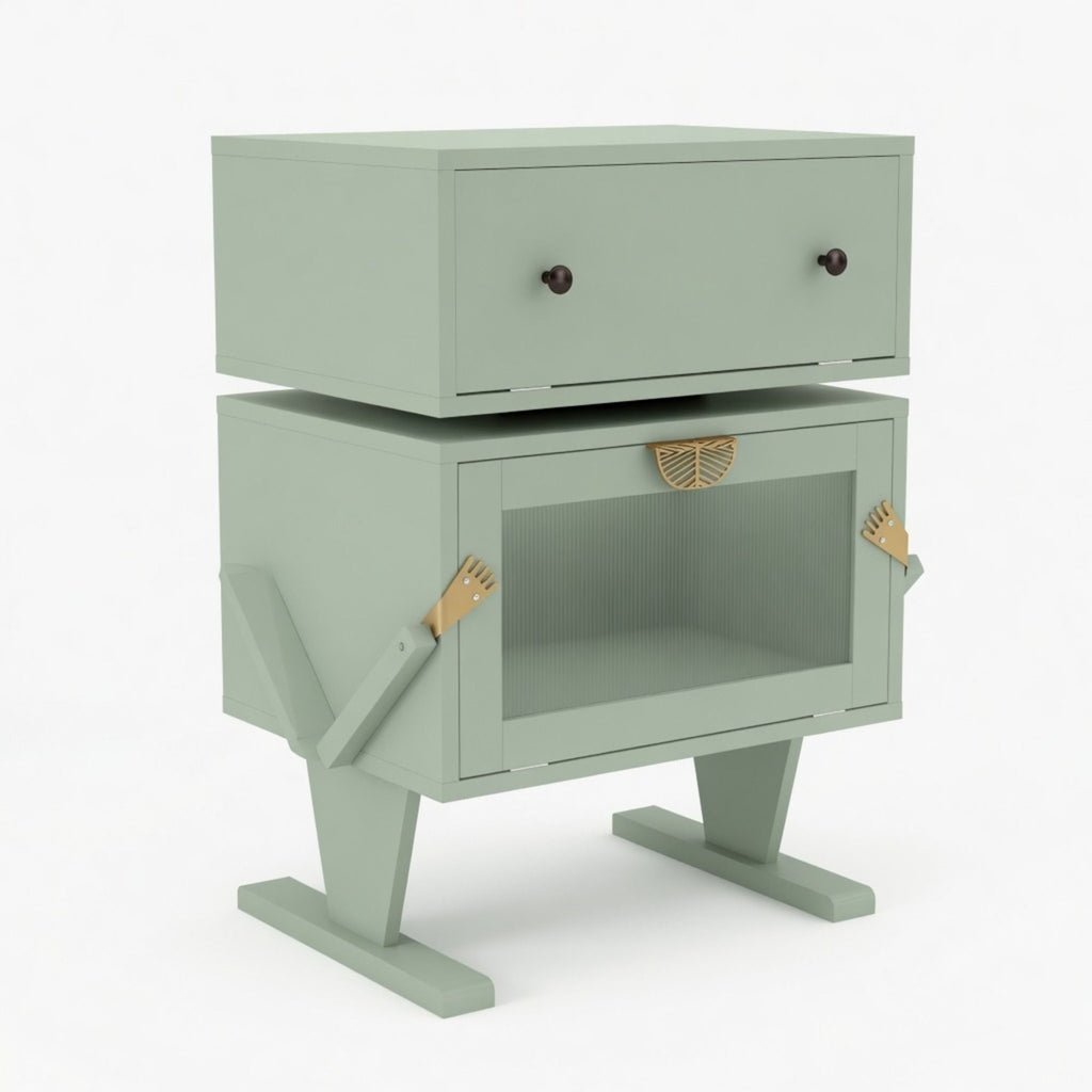 Robot LED Nightstand With 360° Rotating Drawer