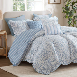 Darcy - 5 Piece King Print Comforter Set - Blue