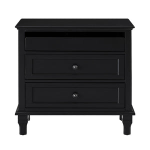 Nightstand With Charging Station, 3 Drawer Storage Table