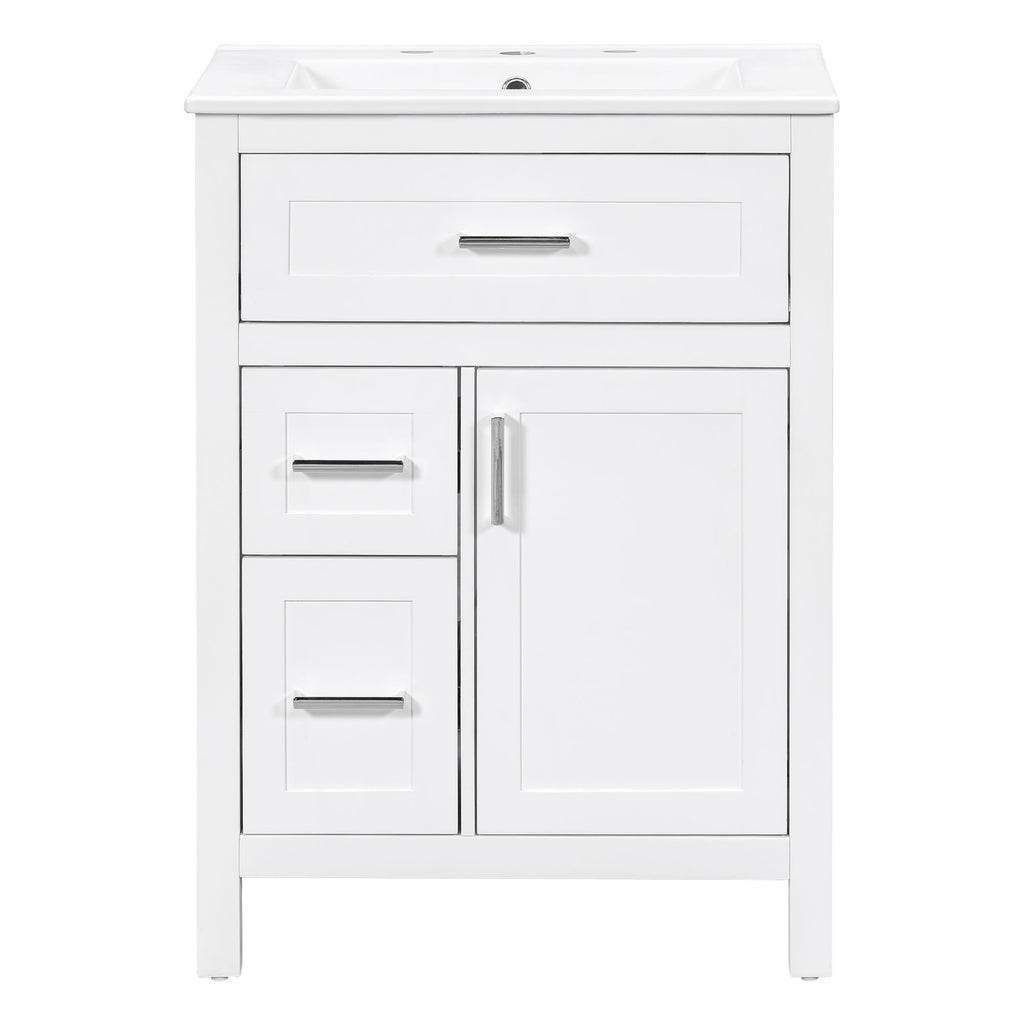 Modern Bathroom Vanity With Sink, Flip Drawer & 2 Drawers, Soft Close Hinges, Adjustable Shelf