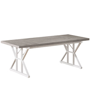 Rectangular Dining Table With X Trestle Metal Legs