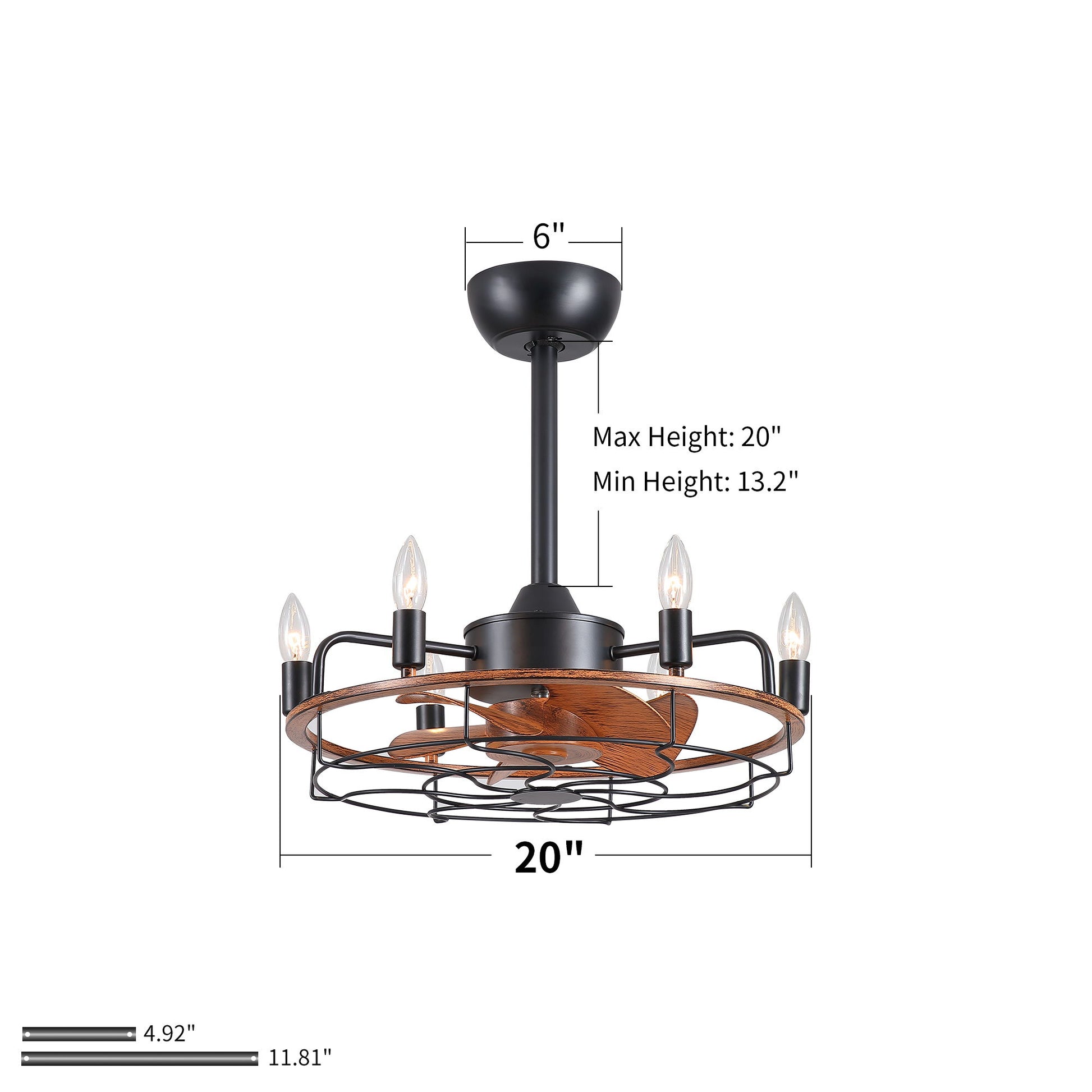 Modern Farmhouse Ceiling Fan, Adjustable Hanging