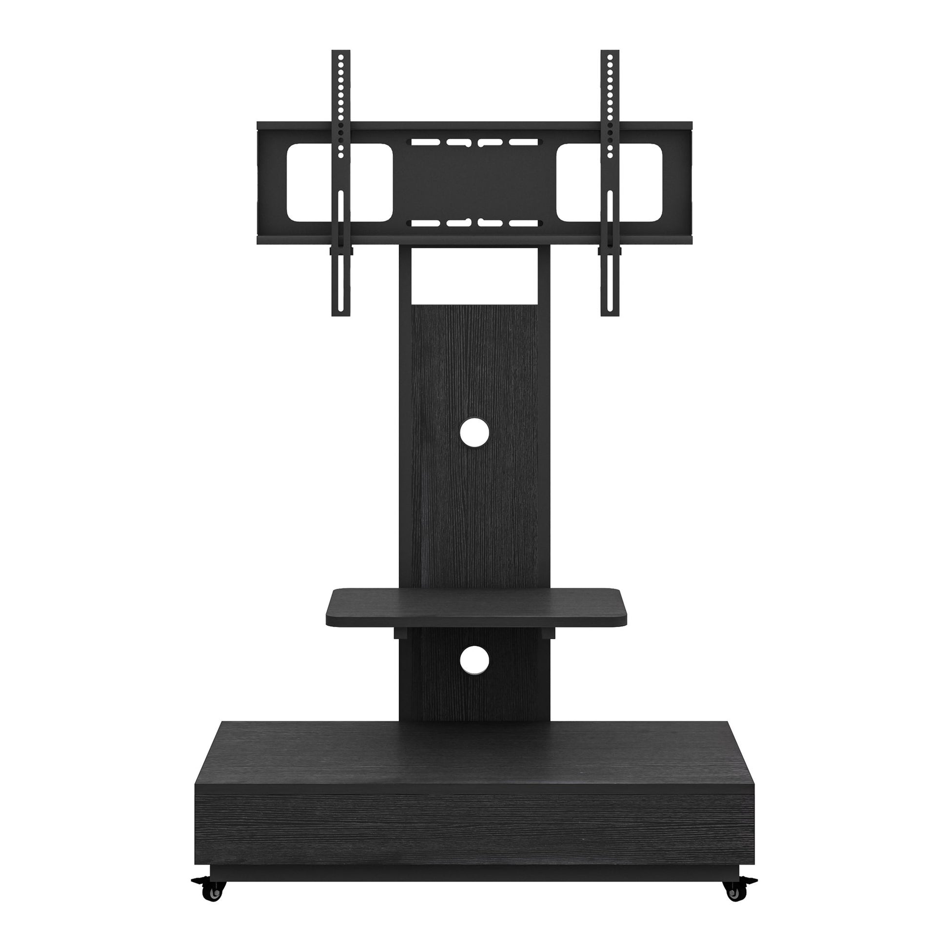 Mobile TV Cart With Push Pull Drawer, Lockable Wheels