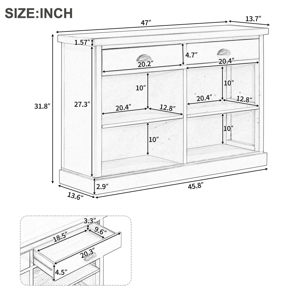 Console Table With 2 Drawers And Open Shelves