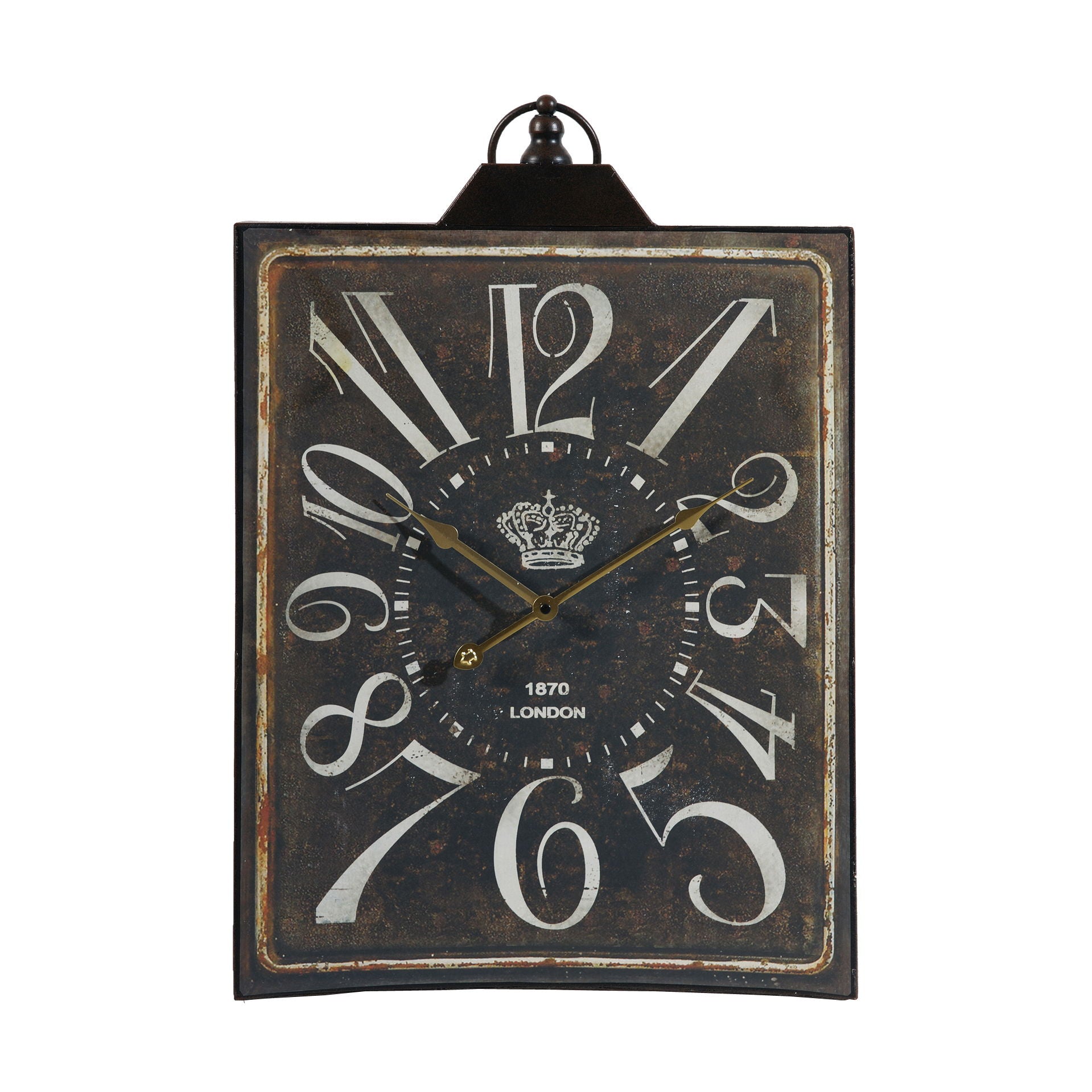 Large Vintage Rectangular Wall Clock With Numerals, Home Decor Accent Clock - White / Black