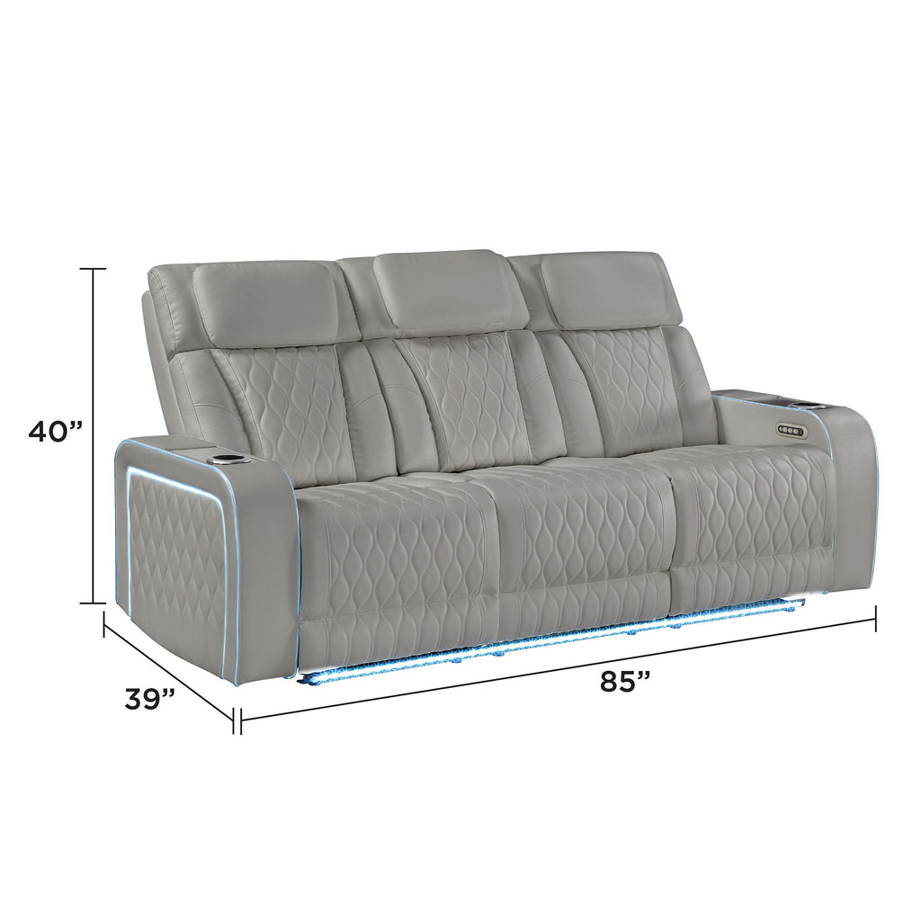 Electra - 3 Piece Power Reclining Sofa, Loveseat And Recliner Set With Power Headrests, Massage And LED Lighting