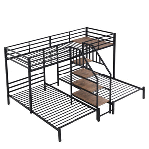 Metal Bunk Bed With Storage Shelves Staircase