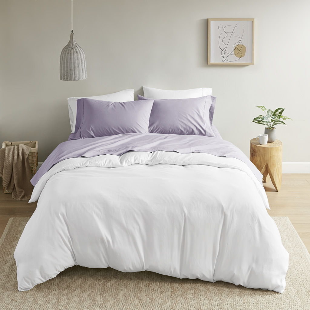 Queen Peached Percale Sheet Set - Purple