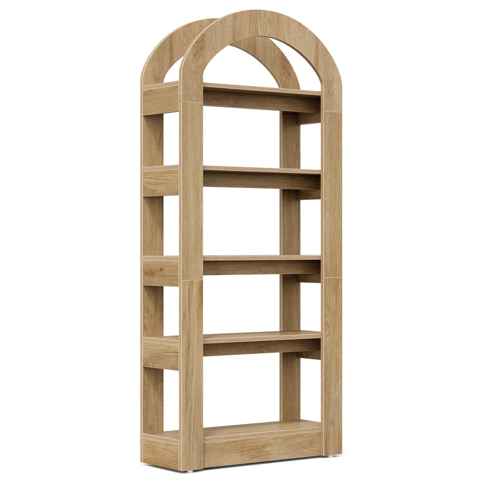 Arched 5 Tier Bookshelf, Deep Storage - Teak
