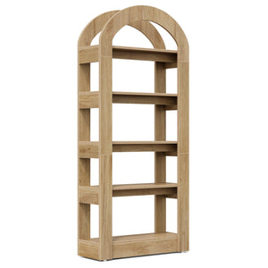 Arched 5 Tier Bookshelf, Deep Storage - Teak