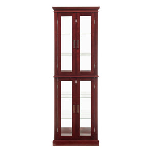 Curio Cabinet Lighted Curio Diapaly Cabinet With Adjustable Shelves And Mirrored Back Panel, Tempered Glass Doors (6 Tier), (E26 Light Bulb Not Included)