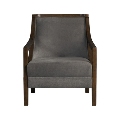 Hopkins - Chair With Brown Arm - Columbia Charcoal