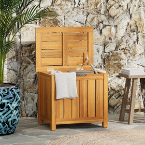 Portside - Wooden Deck Box 30 Gallons Storage Bench - Teak