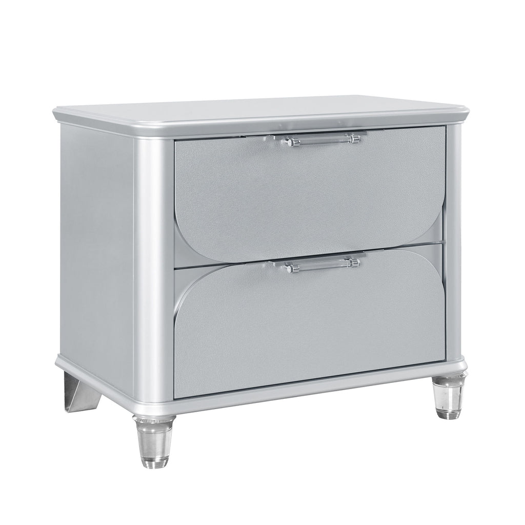 Laura - Nightstand With Sleek Frame And Fronts - Silver