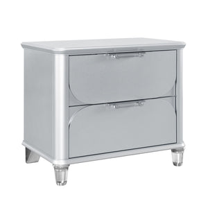 Laura - Nightstand With Sleek Frame And Fronts - Silver
