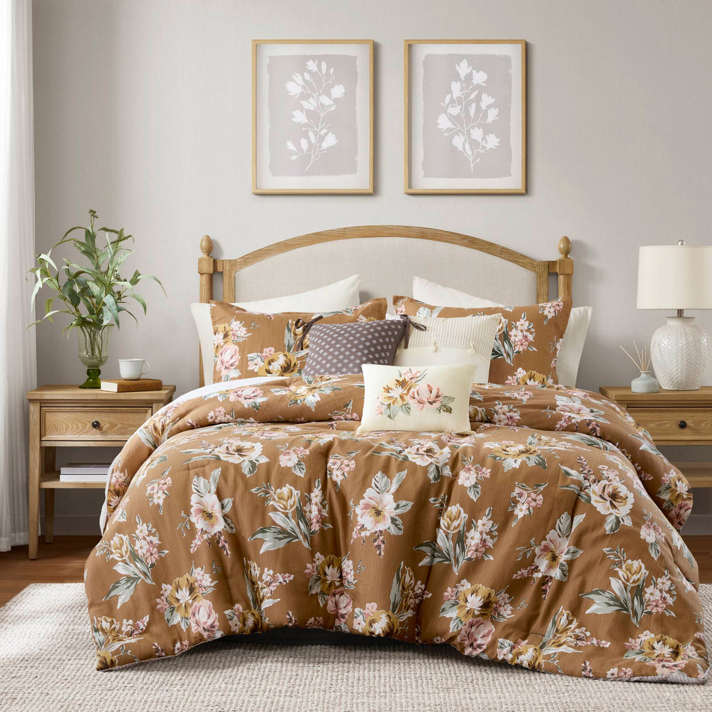 Salara - Queen Comforter Set - Terracotta