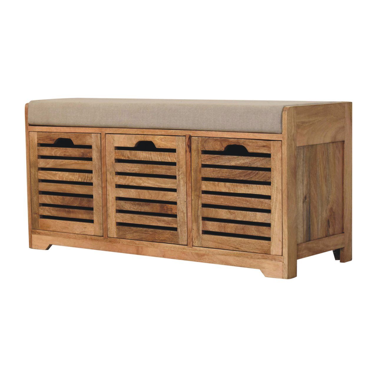 Shutter Shoe Bench, 3 Drawer - Oak