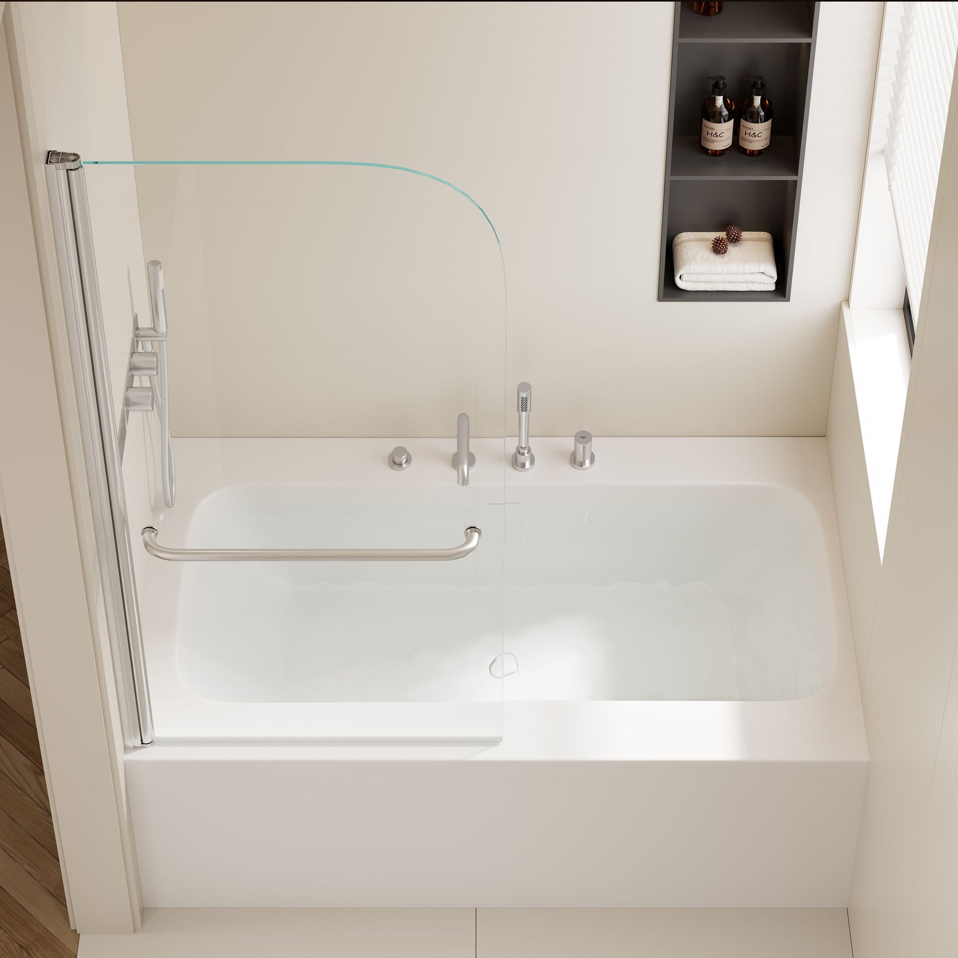 Bathtub Shower Door With 6mm Tempered Glass