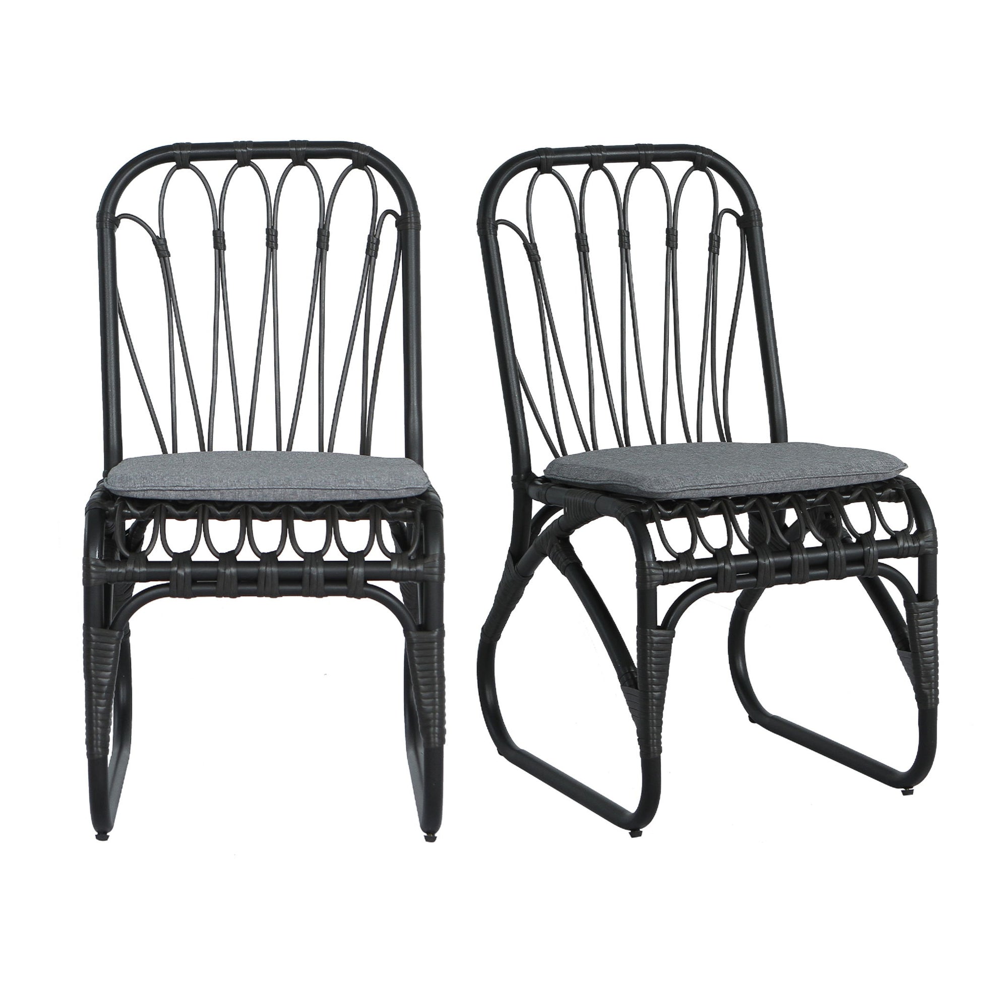 Outdoor Wicker Dining Chairs With Washable Cushion (Set of 2)