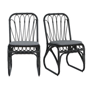 Outdoor Wicker Dining Chairs With Washable Cushion (Set of 2)