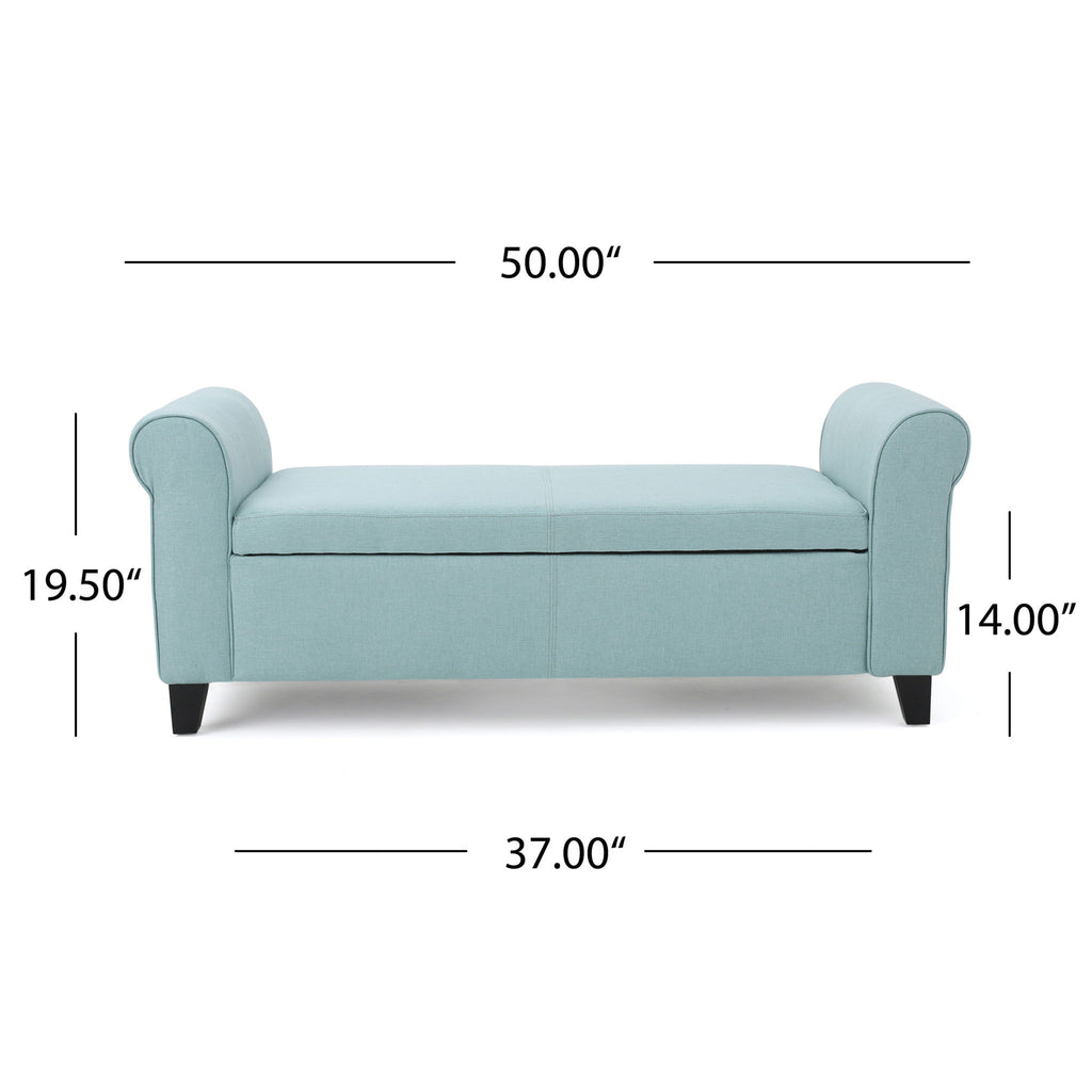Hayes - Armed Storage Bench With Rolled Arms And Button Tufting