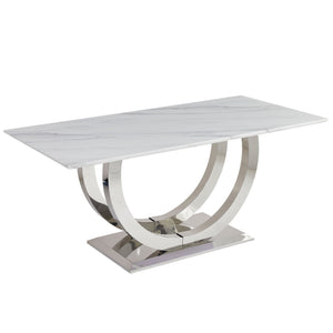 Rectangular Dining Table - Silver / White