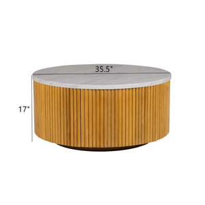 Round Coffee Table With Storage - Natural / White