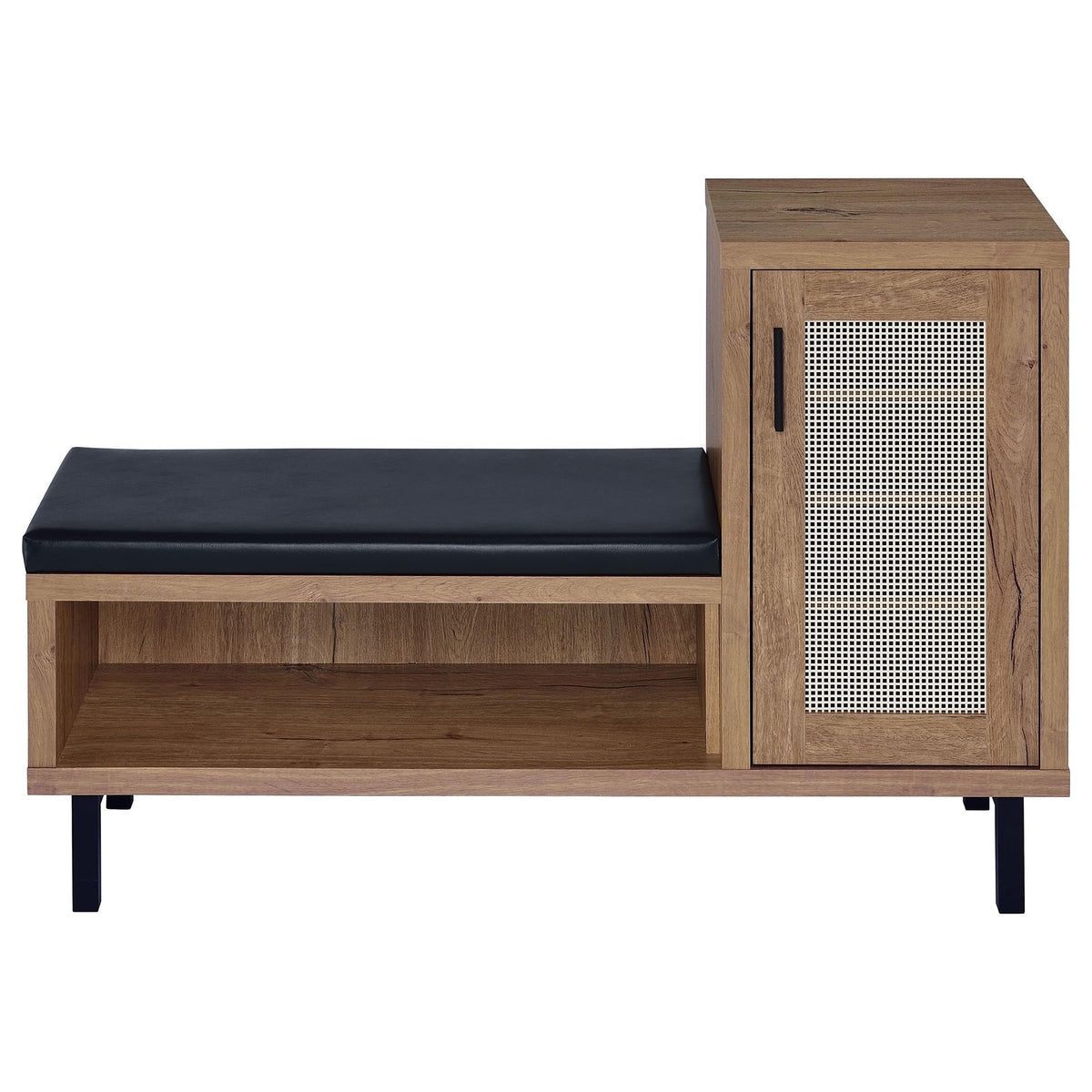 Stagg - 1 Door Entryway Shoe Storage Bench With Cushion, 4 Tier Hidden Storage - Natural