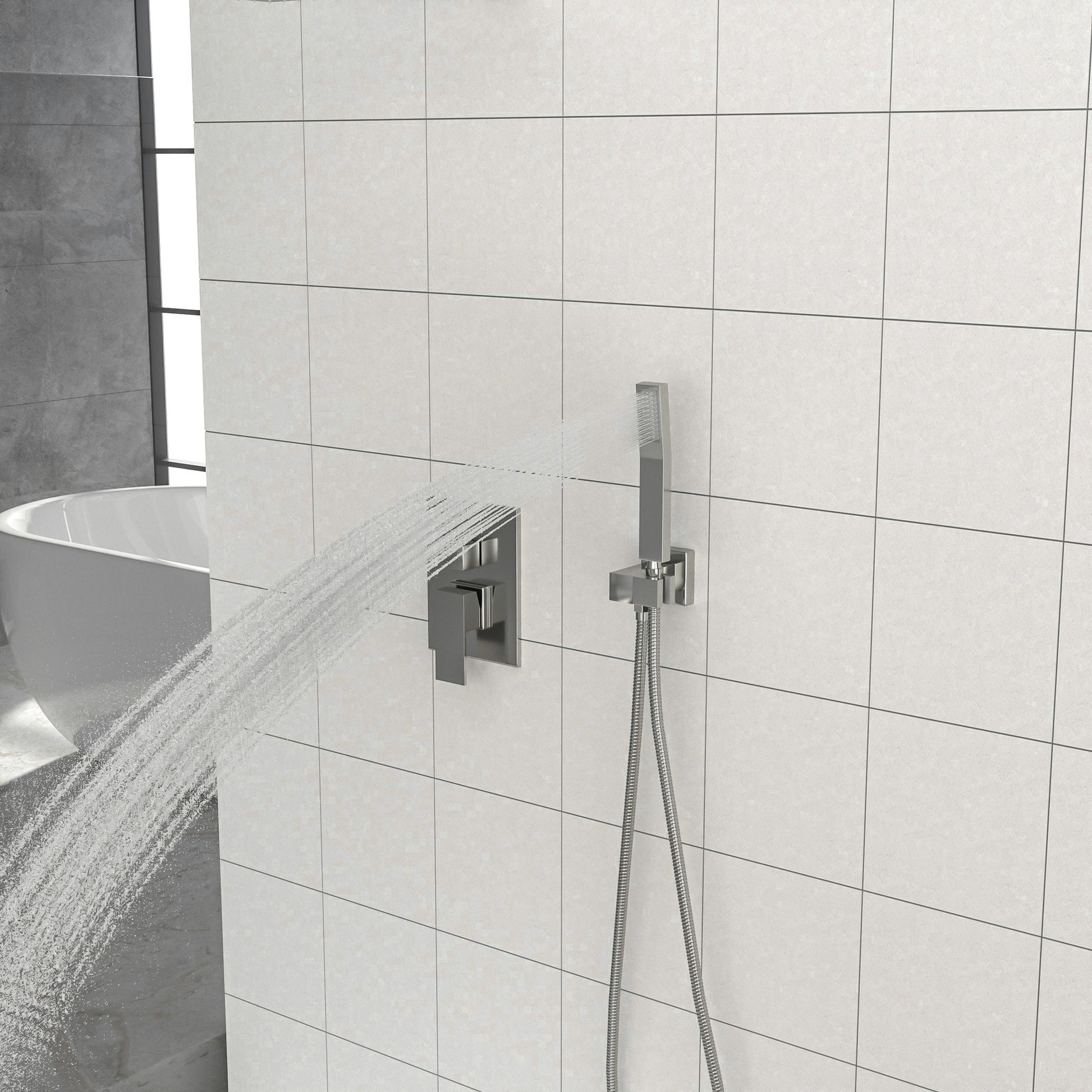 Dual Shower Head 10" Wall Mounted Square Shower System