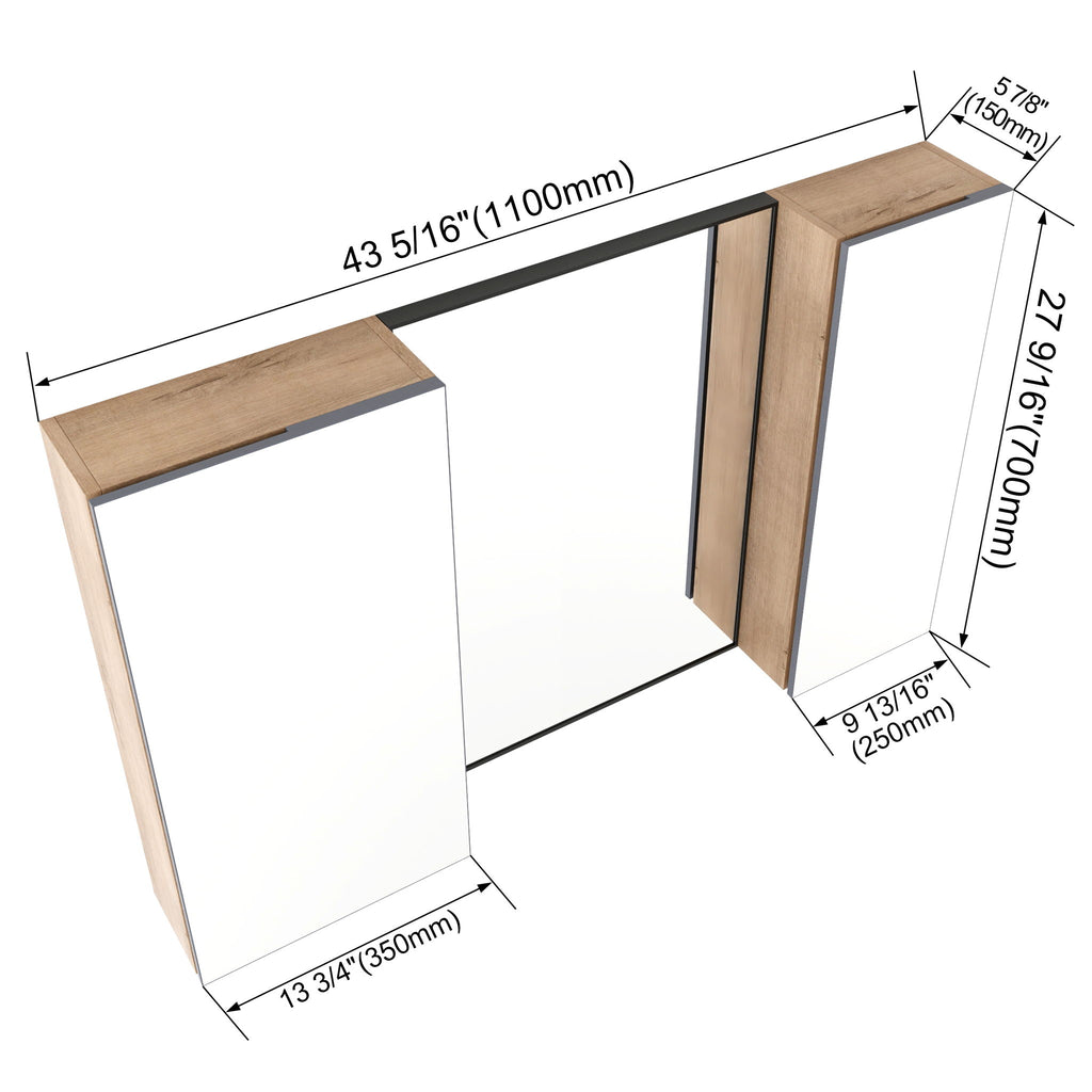 43.3" Wall Mounted Bathroom Cabinet With Adjustable Shelves, Door Storage Cabinet - Imitative Oak