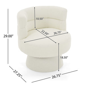 Swivel Accent Chair, 360° Rotating Design With Ergonomic Support For Living Room, Bedroom & Home Office - Cream White