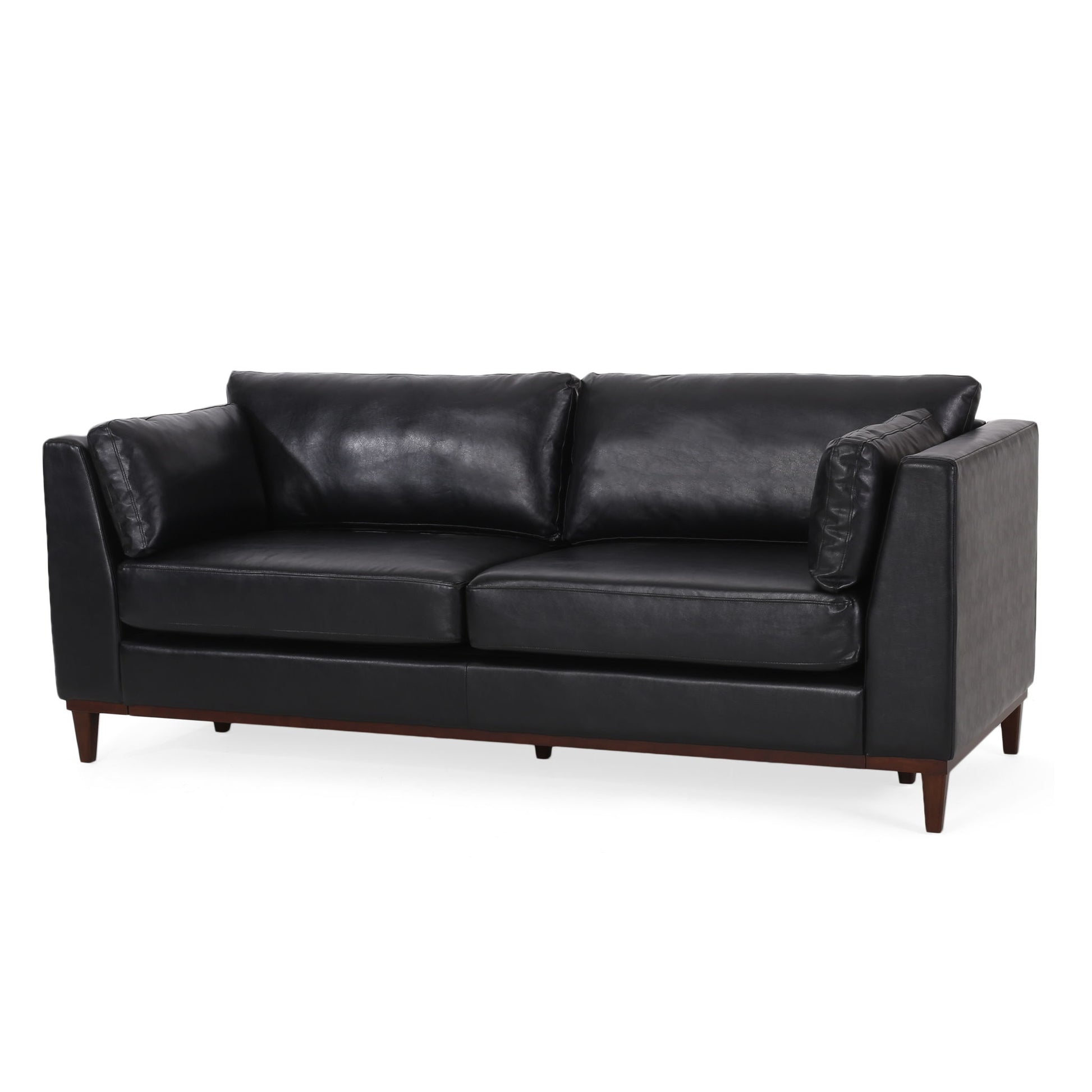 Contemporary 3 Seater Sofa With Tuxedo Arms - Black