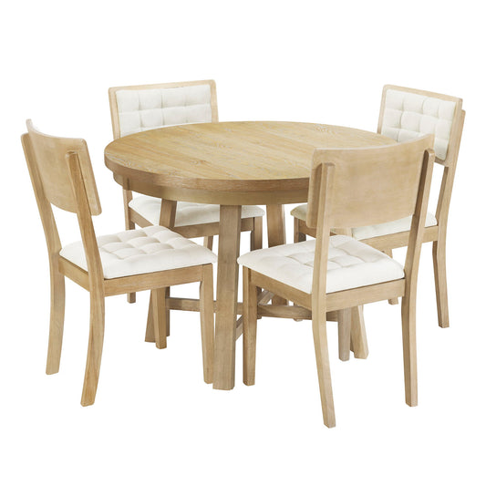 Gewnee - Round Dining Table Set 5 Piece - Natural