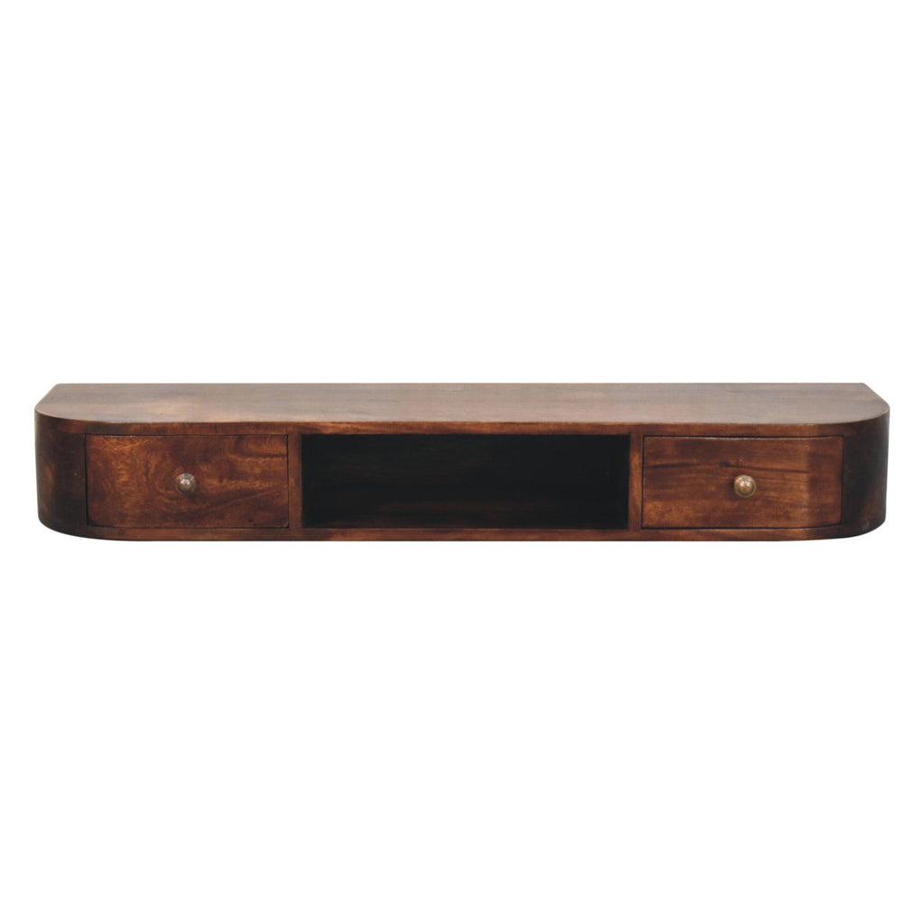 Lunar - Floating Console With 2 Drawer - Chestnut