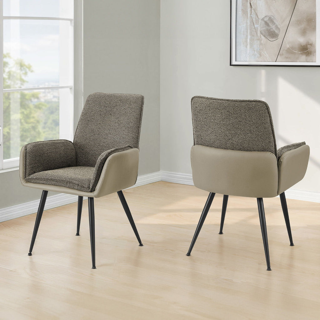 Dining Chair For Kitchen (Set of 2) - Brown - Polyester