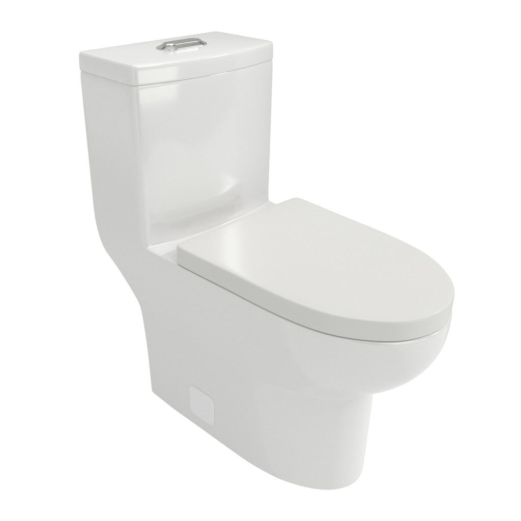 1 Piece Toilet With Dual Flush, Soft Closing Seat - White