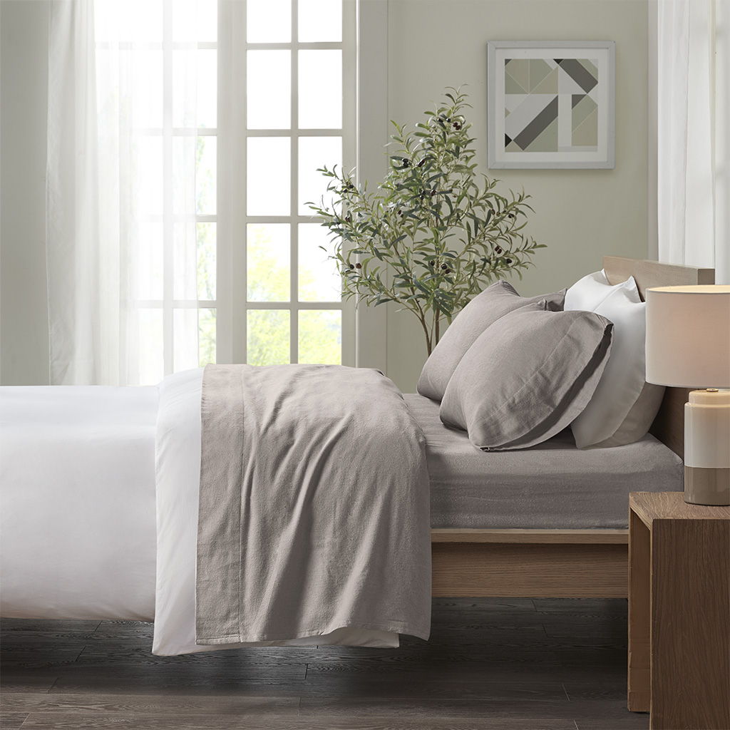 Cozy Flannel - Twin Sheet Set - Gray Solid