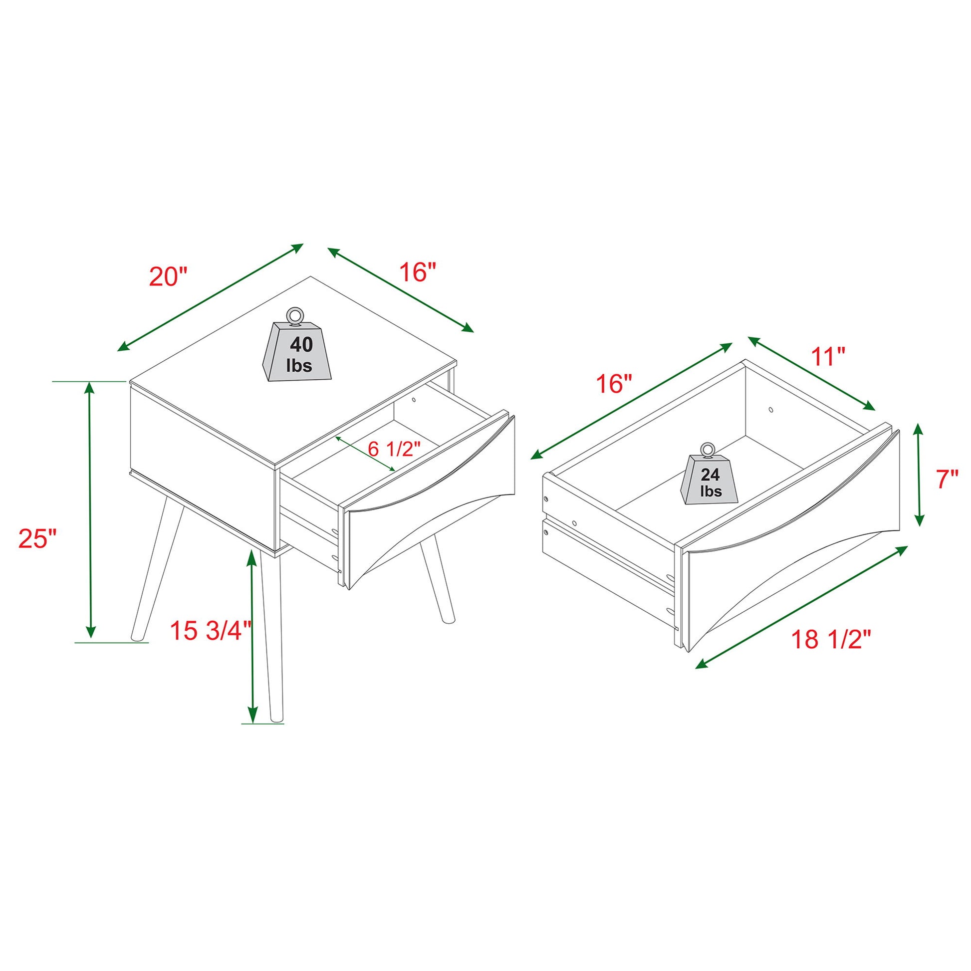 1 Drawer Nightstand - Walnut
