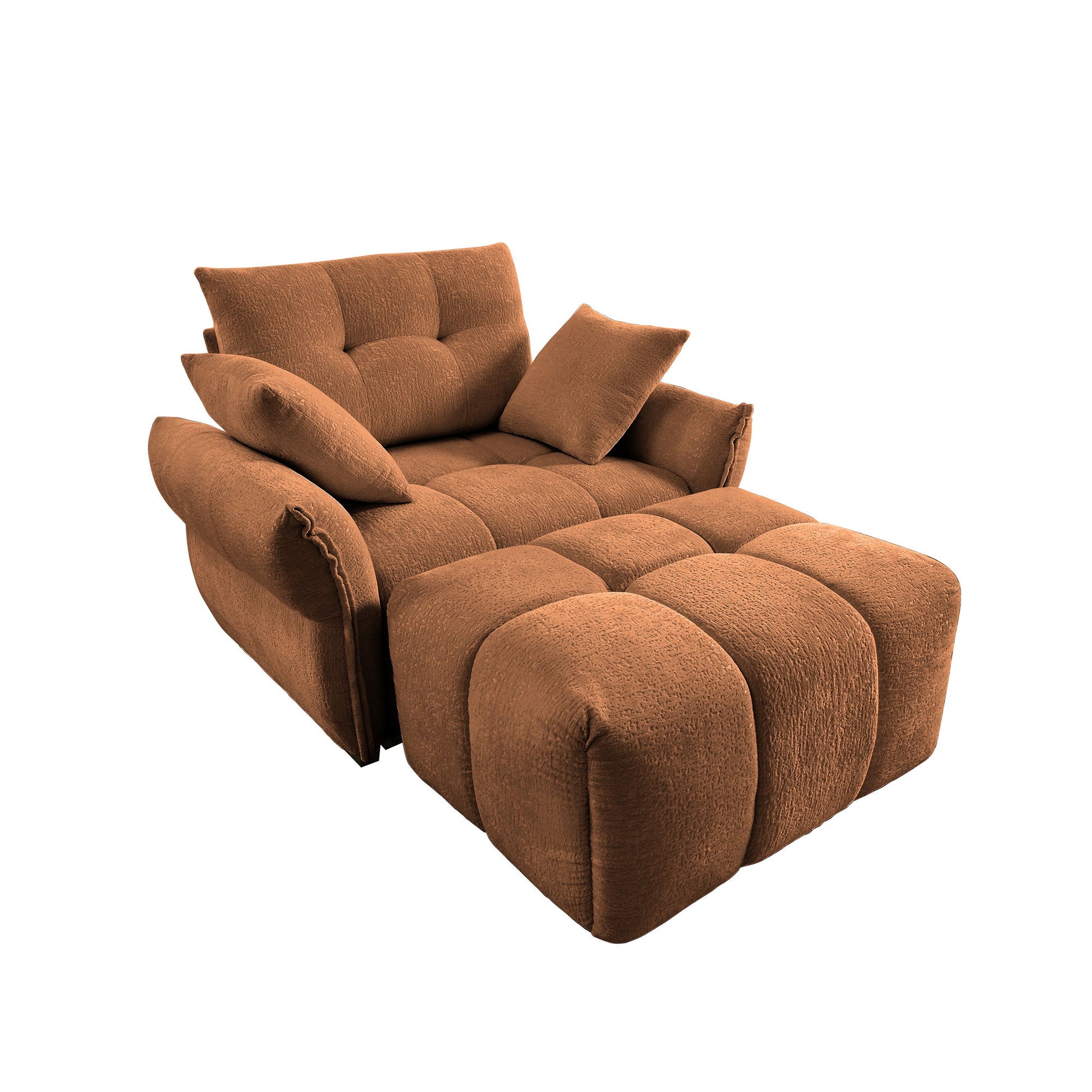 Ergonomic Single Seater Sofa With Ottoman, High Resilience Support Cushions