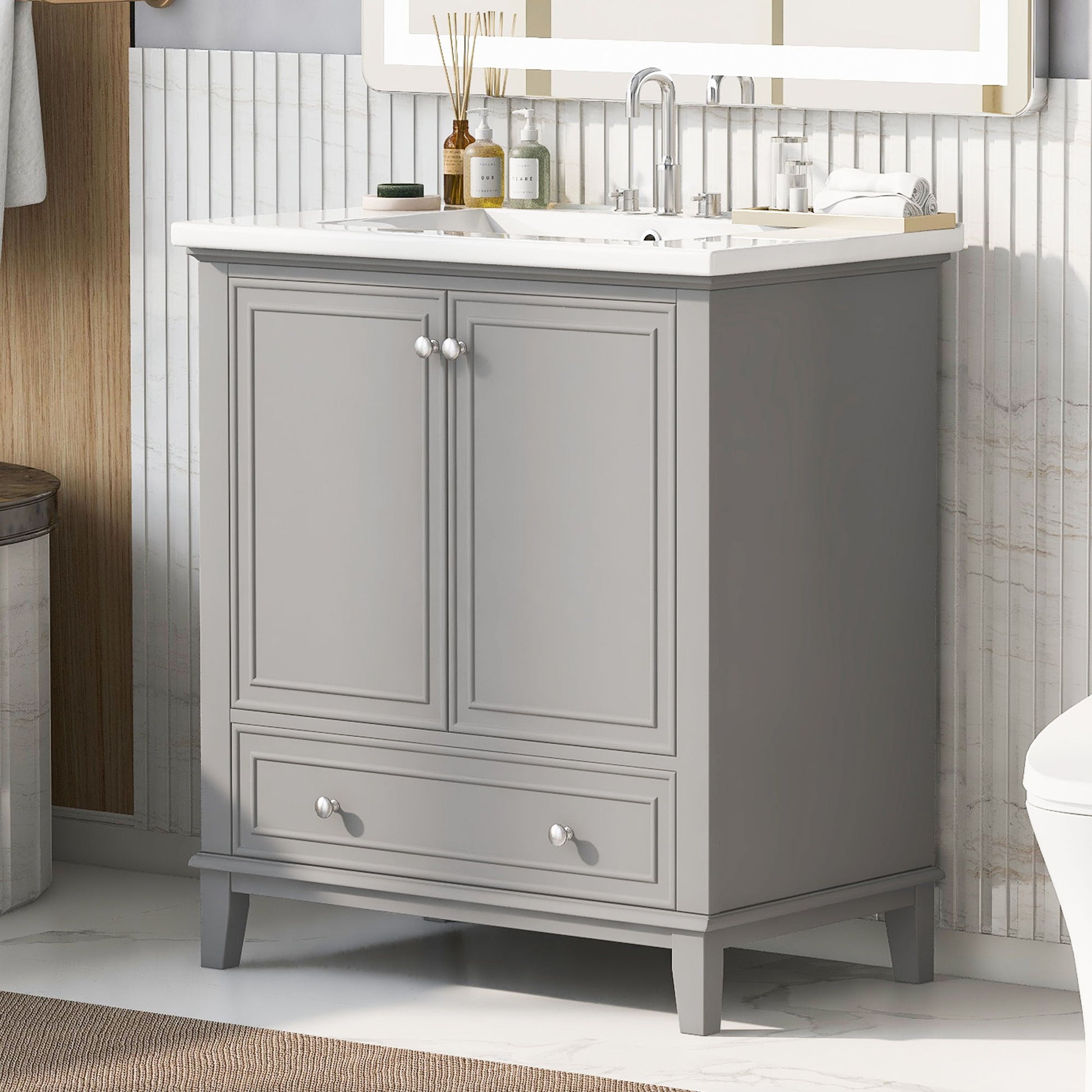 Modern Bathroom Vanity With Sink Combo, Doors And Drawer
